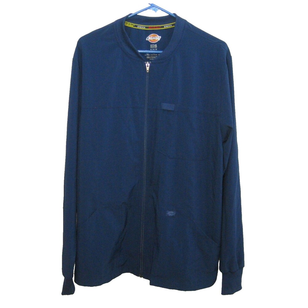 Dickies Scrubs Mens Size Medium Dark Blue Long Sleeve Full Zip Medical Shirt Top